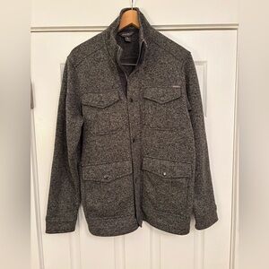 Eddie Bauer Jacket Mens Small Gray Zip Button Up Outdoors Military Pockets Coat